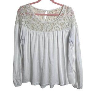 Sundance Blouse Womens Size M White Long Sleeve Lace Top‎ Boho Peasant